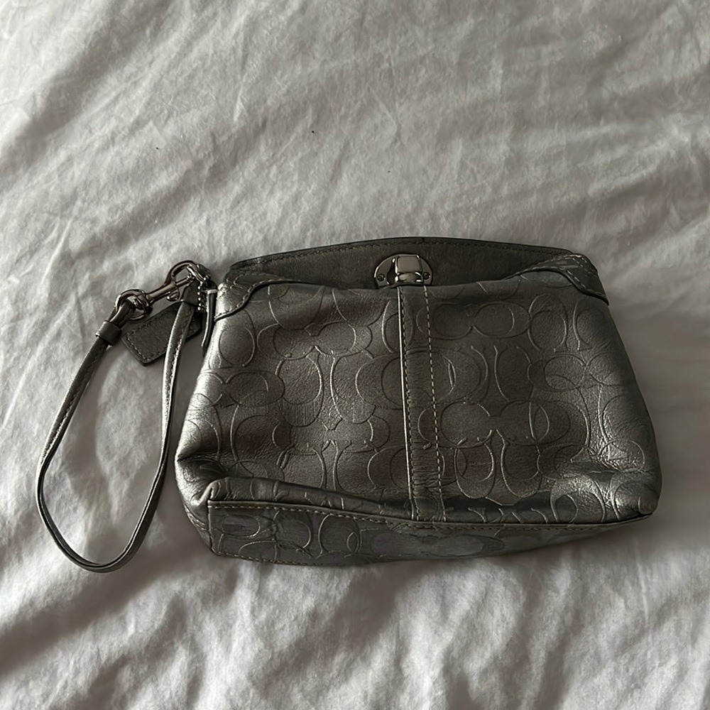 Coach silver wristlet